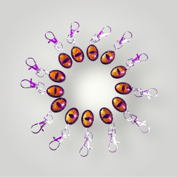 𝑯𝒂𝒏𝒅𝒎𝒂𝒅𝒆 Orange Dragon Eye Keychain w/Gift Bag - Picture 6 of 11